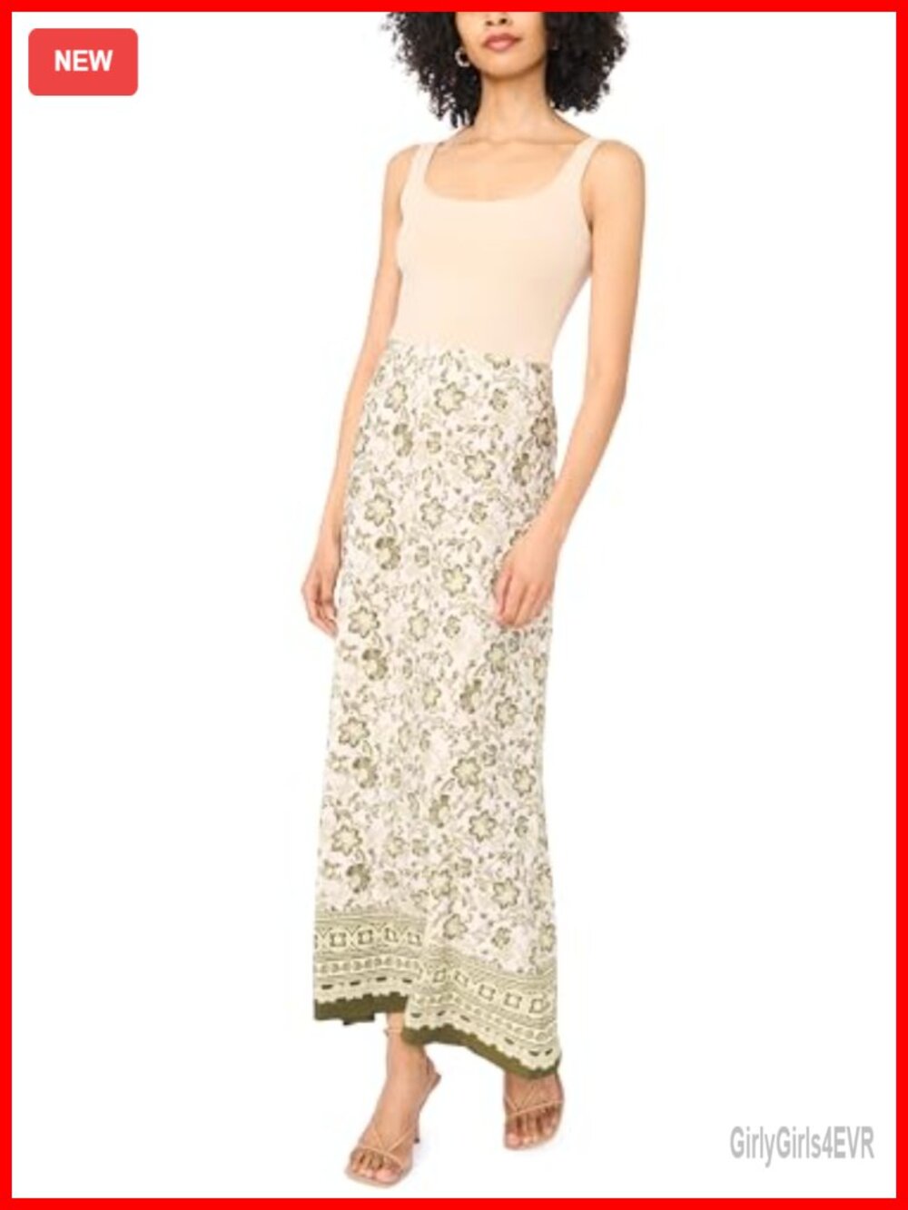 Women Floral Print Knit Maxi Skirt Pull-On Lightweight Rayon